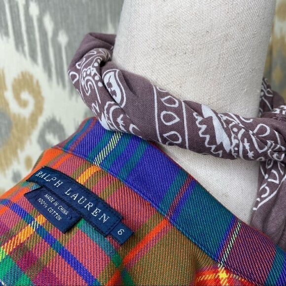 Ralph Lauren Bright Jewel-Tone Check Plaid Cotton Flannel Suede Patch Workshirt - Picture 3 of 16